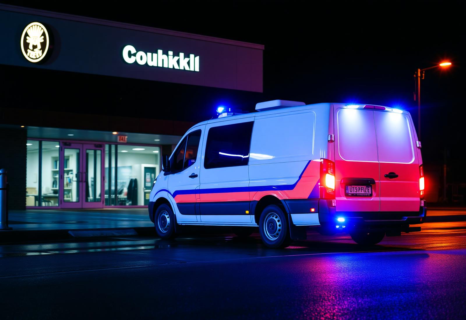 Emergency service van at a commercial site